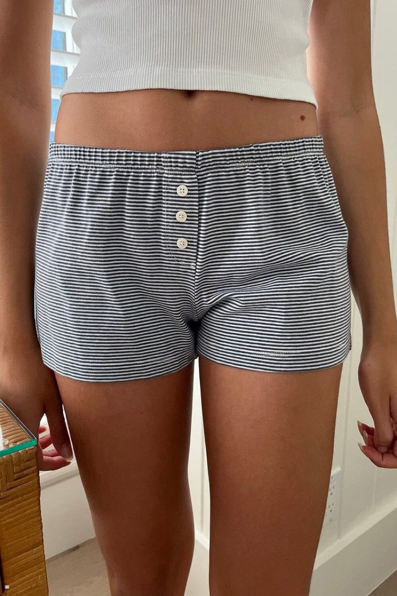 Short Brandy Melville Keira Rayé Bleu Marine Blanche | XSG-35101087